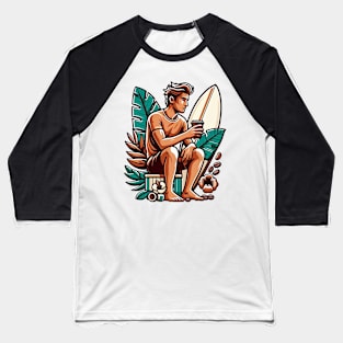 Coffee Surfer Baseball T-Shirt